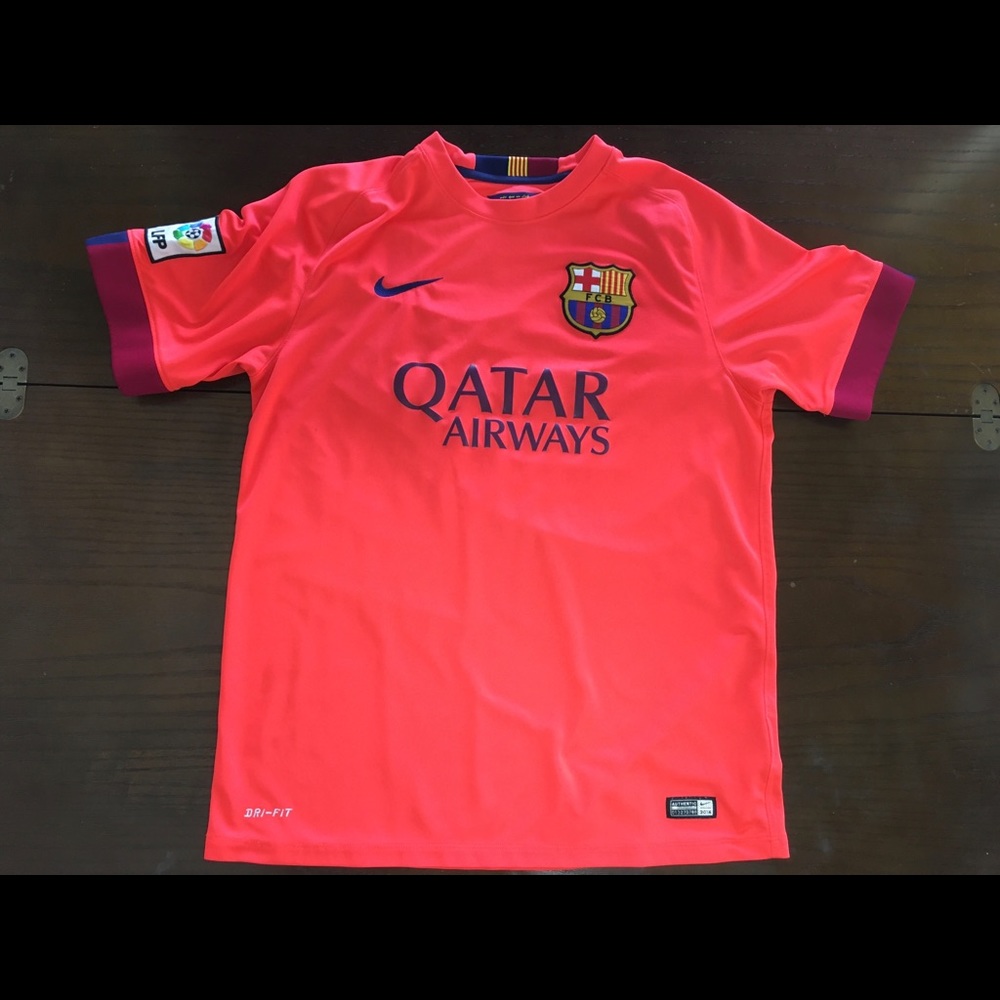 Nike Dri-Fit Soccer Jersey, Barcelona Away Jersey, NWOT, Orange, L